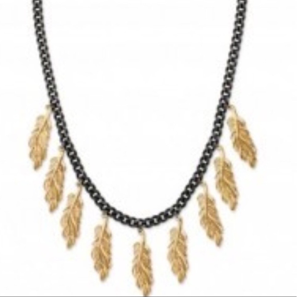 Stella & Dot | Secret Garden Mystical Black + Gold Feather Hematite Neck… - Picture 3 of 8